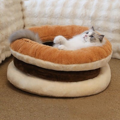 lit-pour-chat-en-forme-de-cookie-avec-chat