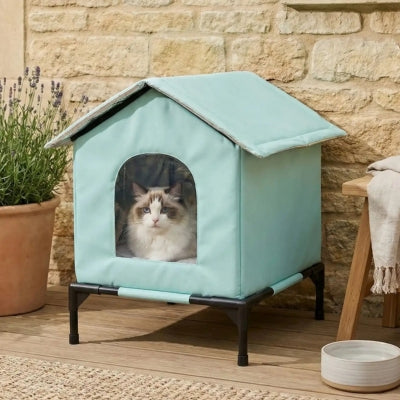 maison exterieur pour chat hauzal bleu