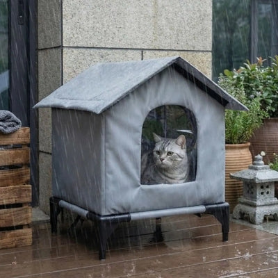 maison exterieur pour chat hauzal gris