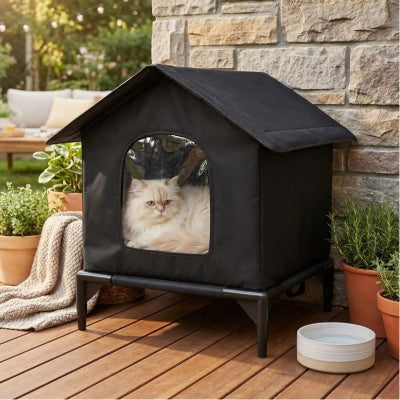 maison exterieur pour chat hauzal noir