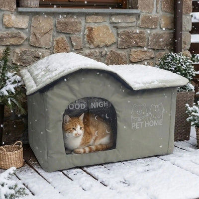 maison pour chat extérieur podiza sous la neige