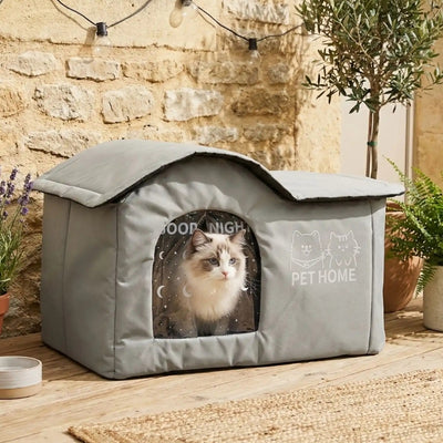 maison pour chat extérieur podiza sur terrasse