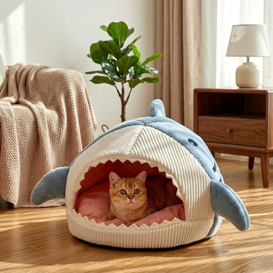 maison pour les chats quinus bleu avec chat