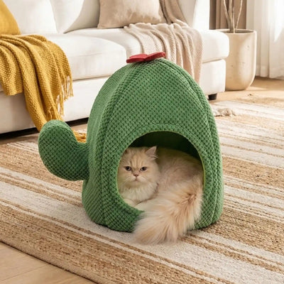 maisonnette pour chat hirukim vert clair avec chat