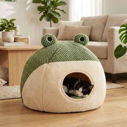 maisonnette pour chat tinoux avec chat noir et blanc