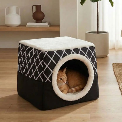 maisonnette pour chats hofika noir avec chat