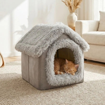 maisonnettes pour chats aruka gris avec chat
