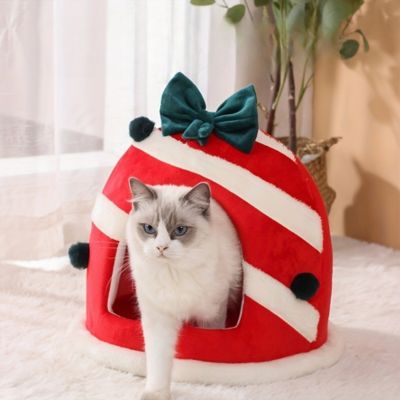 maisonnettes-pour-chats-design-cadeau-avec-un-chat-qui-sort