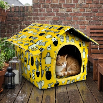 niche chat extérieur fazok sous la pluie