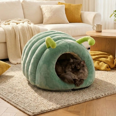 niche chat intérieur nizali vert avec chat noir