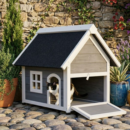 niche en bois pour chat boizon ouverte