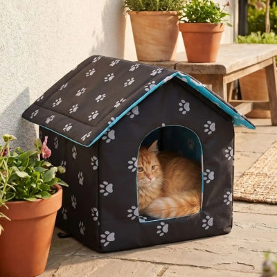 niche exterieur chat vanicel dans jardin