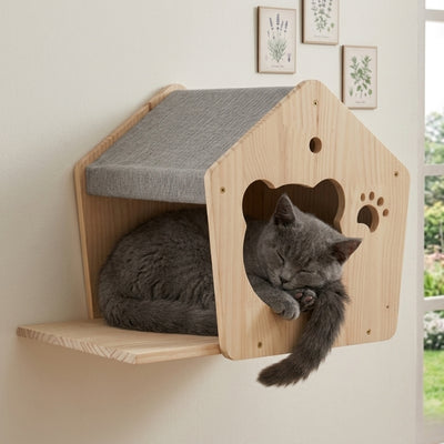 niche murale chat hazir dans salon