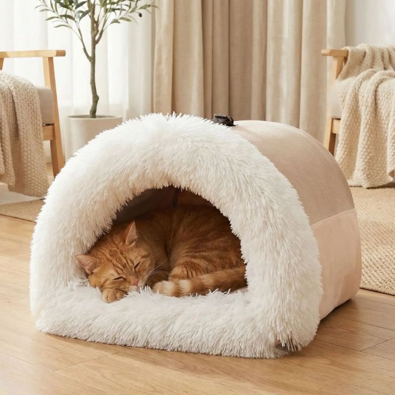 niches pour chats hipod beige avec chat