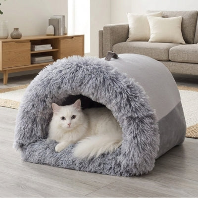 niches pour chats hipod gris avec chat dedans