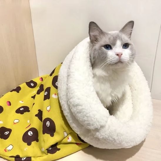 sac-de-couchage-pour-chat-jaune