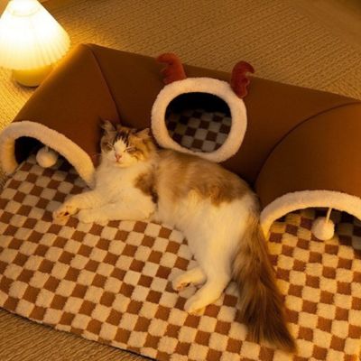 tapis pour chat kwyky marron avec chat
