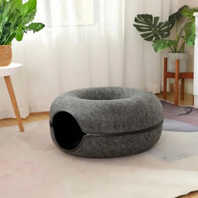 tunnel pour chat jinjer donuts variante gris foncé dans salon