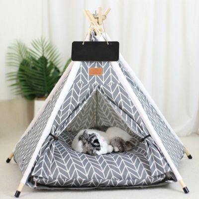 variante du tipi pour chat tichapi feuilles gris