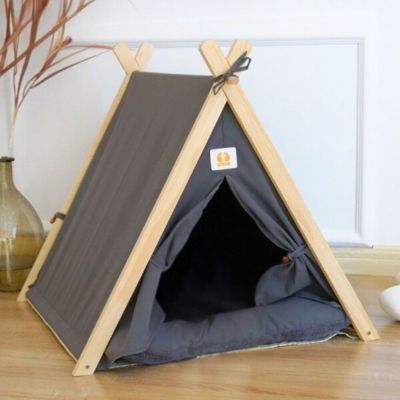 variante gris de la tente pour chats canado